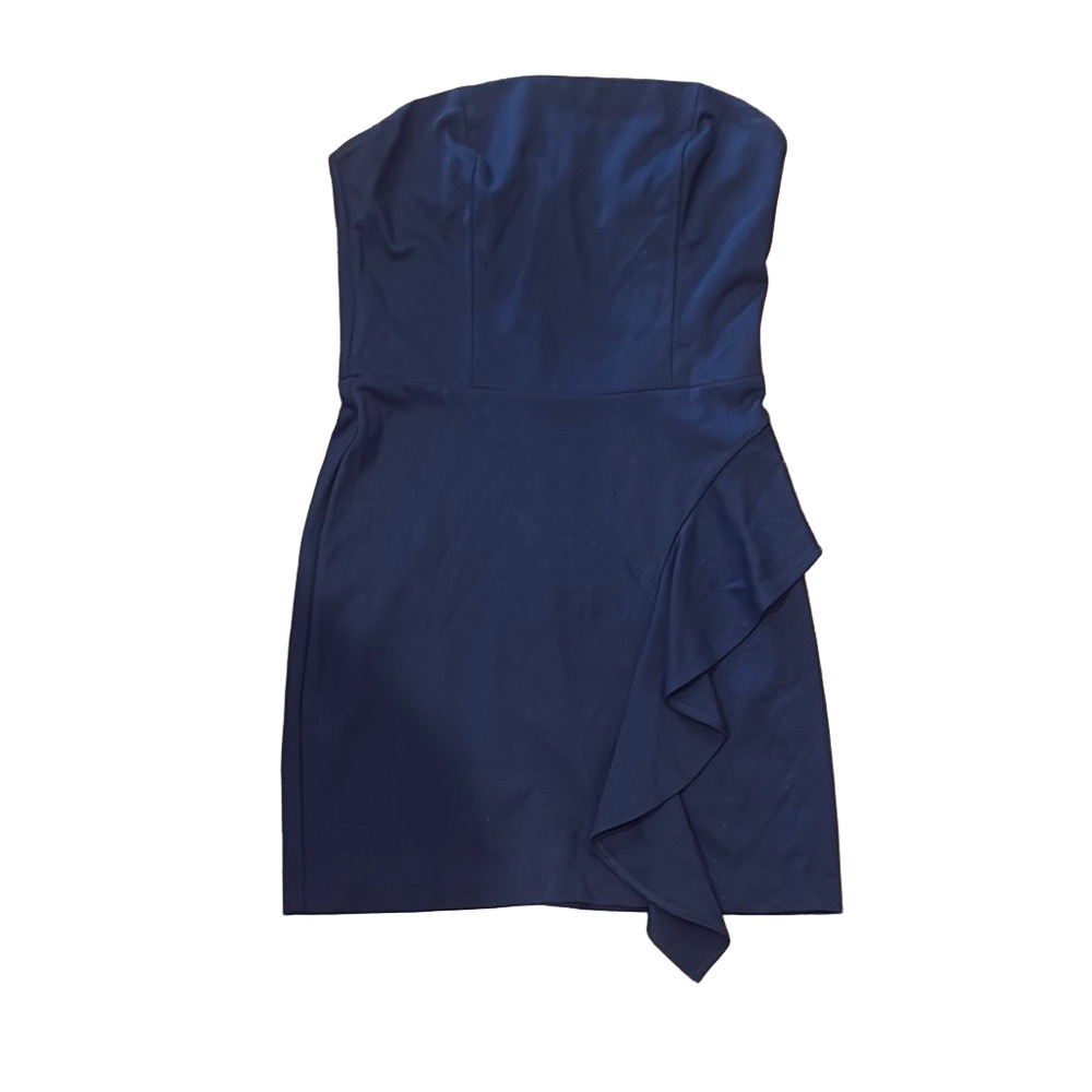 Amanda Uprichard strapless navy ruffle dress, medium - Picture 2 of 9